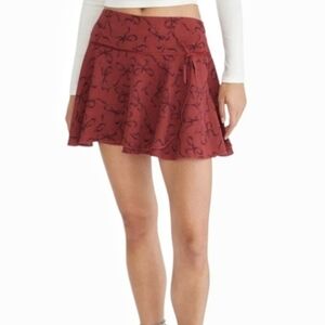 Aeropostale Bow Print Ribbon Drop Waist Mini Skirt Size Small
